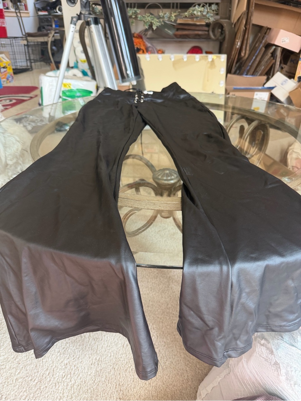 Black Faux Leather Flares!!!